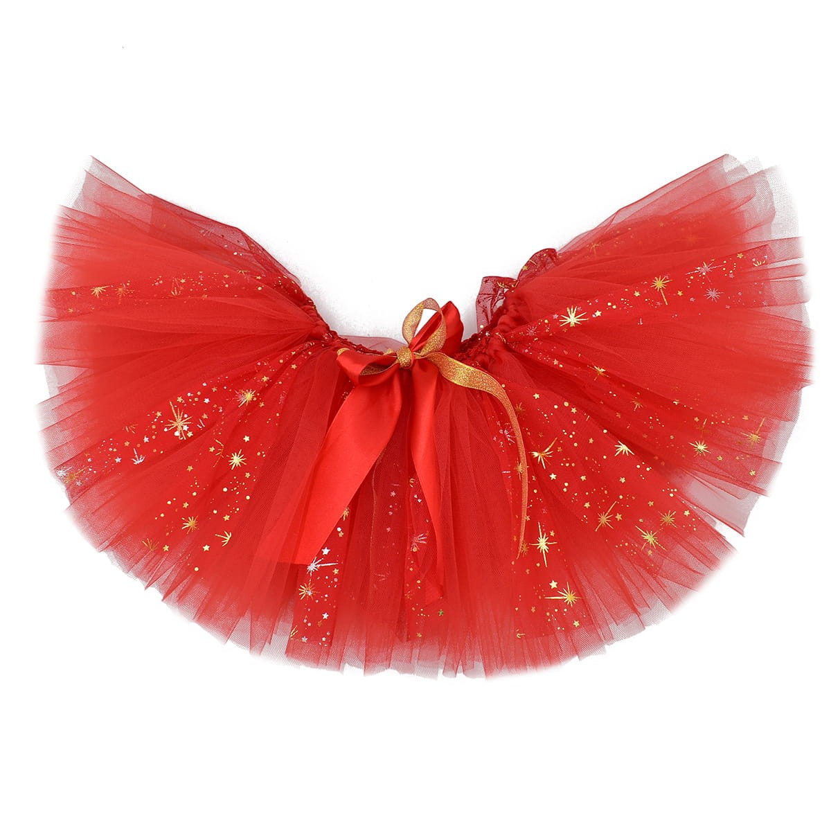 czerwona spódniczka tutu ze złotymi gwiazdkami