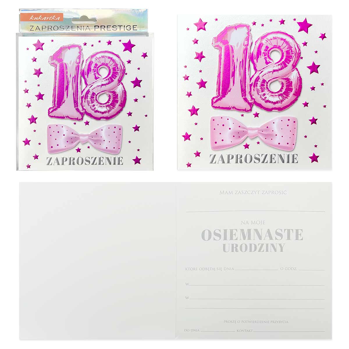 Zaproszenie Urodziny 18 osiemnastka R owe Black Parrot